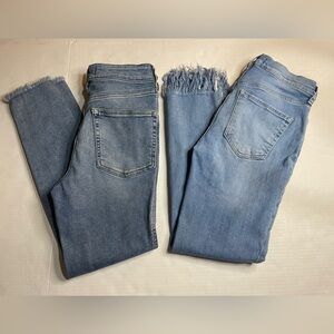 Bundle We The Free Jeans Frayed Distressed Skinny Blue Denim Sz 26 & 28